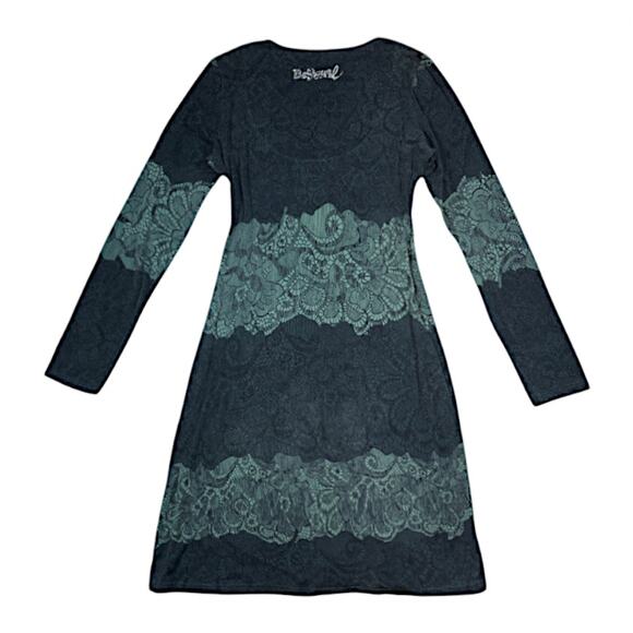 Desigual Green/Gray Floral Dress | Size L - Picture 2 of 5